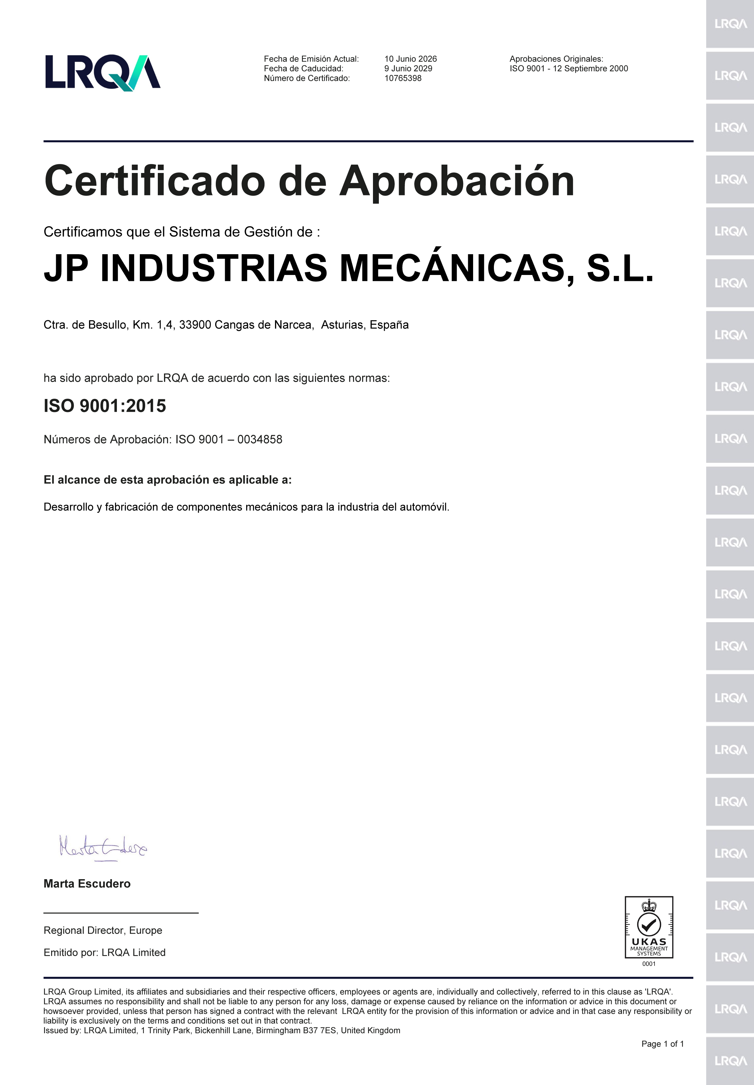 Certificado ISO 9001